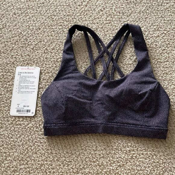 LULULEMON Free to Be Serene Bra Disperse Dusky Strappy Light Support Size 4 EUC - Picture 3 of 9